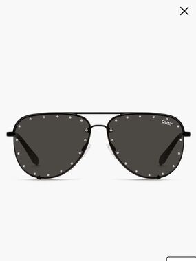 QUAY Australia High Key Rhinestone 60mm Aviator Sunglasses